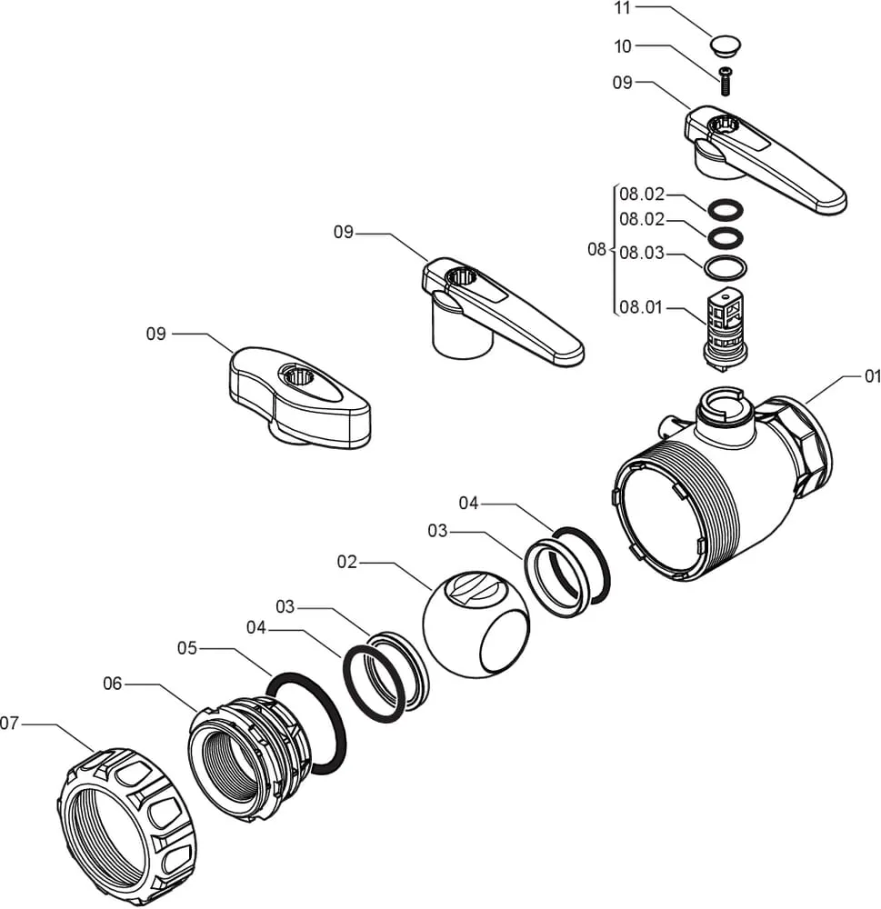 Arag, kulové kohouty 455111 X . . ( 2-cestné)