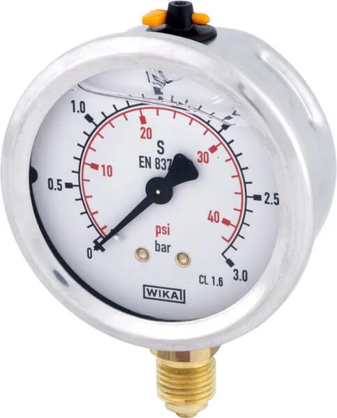 Tlakoměr glycerinový, Ø63 mm, 3 bar, dolní připojení 1/4"