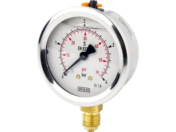 Tlakoměr glycerinový, Ø63 mm, 4 bar, dolní připojení 1/4"