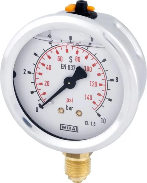 Tlakoměr glycerinový, Ø63 mm, 10 bar, dolní připojení 1/4"