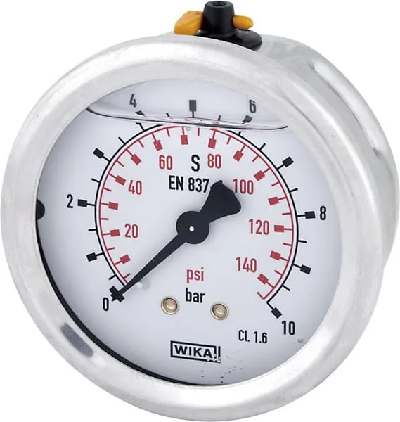 Tlakoměr glycerinový, Ø63 mm, 10 bar, zadní připojení 1/4"