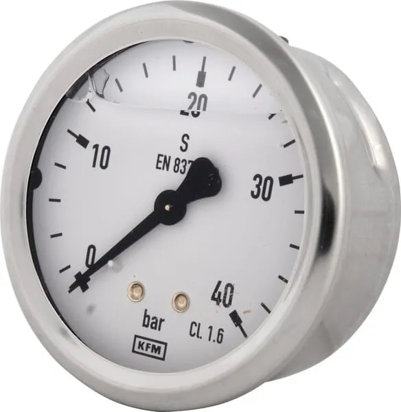 Tlakoměr glycerinový, Ø63 mm, 40 bar, zadní připojení 1/4"