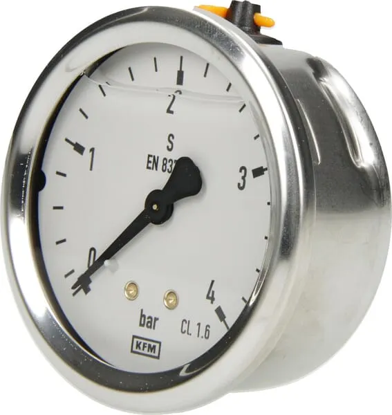 Tlakoměr glycerinový, Ø63 mm, 4 bar, zadní připojení 1/4"