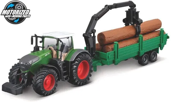 Traktor Fendt 1050 Vario s přívěsem a drapákem na klády