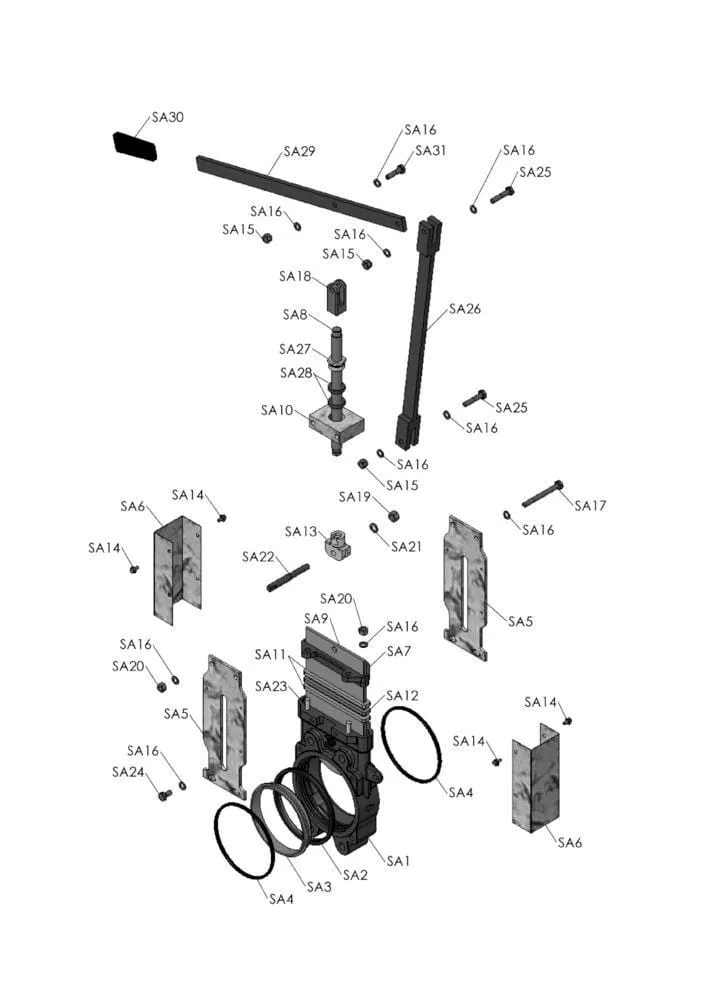 Deskové šoupátko s ruční obsluhou BP 6" komponenty"