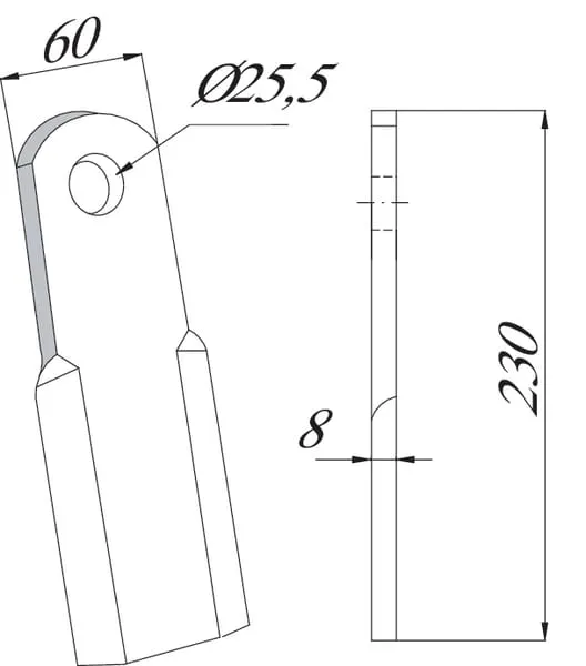 Nůž cepu 60x230, vhodný pro Ferri