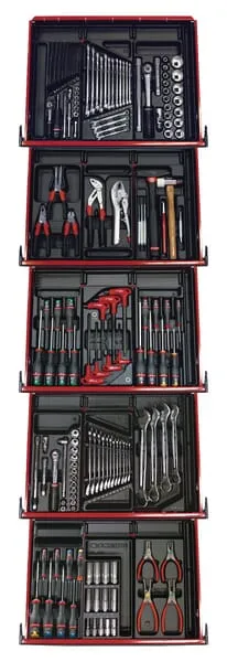 Dílenský vozík s 8 zásuvkami + sadou nářadí, 175dílný