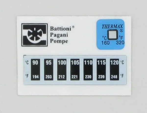 Štítek s teplotní stupnicí B.P.