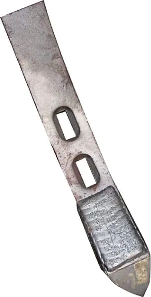 Radlice kultivátoru 350x50x20 mm, tvrzená, zahnutá, 2 otvory