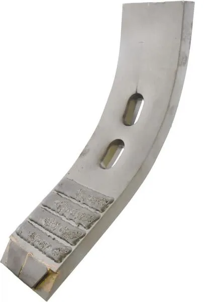 Radlice kultivátoru 382x100x20 mm, tvrzená, zahnutá, 2 otvory