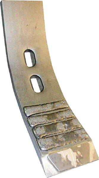 Radlice kultivátoru 382x100x20 mm, tvrzená, zahnutá, 2 otvory