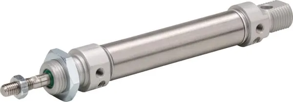 Kulatý válec DW podle DIN ISO 6432 s vnějším závitem, nastavitelným tlumením a rozlišením polohy - otvor Ø25mm