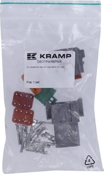 Zásuvkový konektor 8kolíkový DT, zástrčka vnější + vnitřní