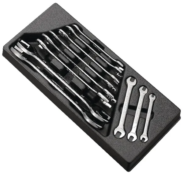 Sada oboustranných otevřených klíčů, metrická, 11dílná