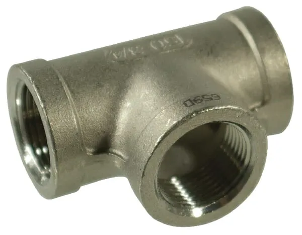 Tvarovka č.130 - T-kus - 3x Vnitřní závit - Nerezová ocel 316