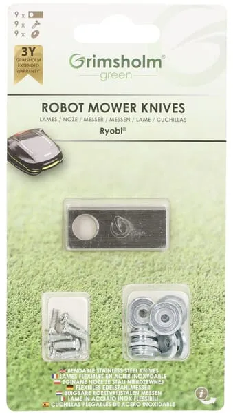 Nože, 9 ks, vhodné pro robotické sekačky Ryobi Roboyagi