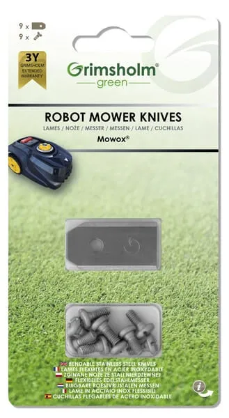 Nože, 9 ks, vhodné pro robotické sekačky Mowox