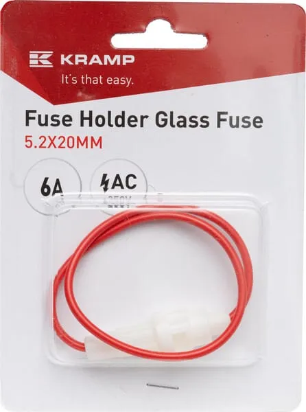 Fuse holder glass fuse 6A 250V AC 5.2x20mm