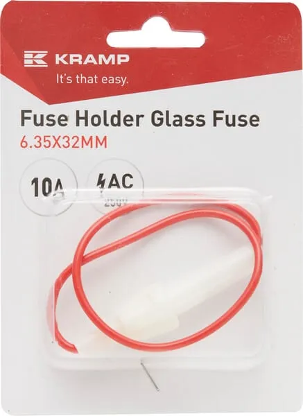 Fuse holder glass fuse 10A 250V AC 6.35x30mm white flame-retard plastic
