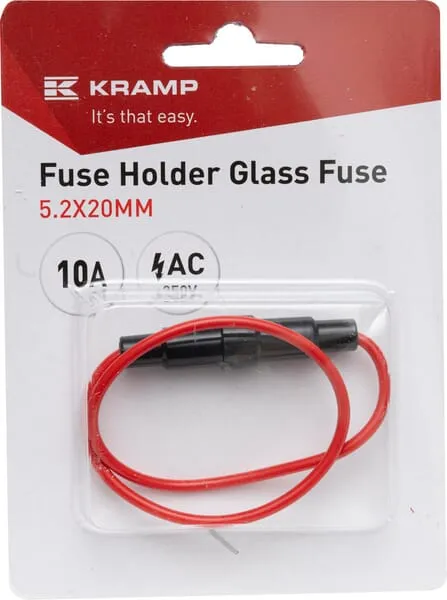Fuse holder glass fuse 10A 250V AC 6.35x31.8mm black thermoplastic