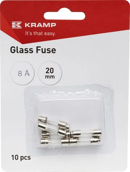 Glass fuse 8A 20mm (x10)