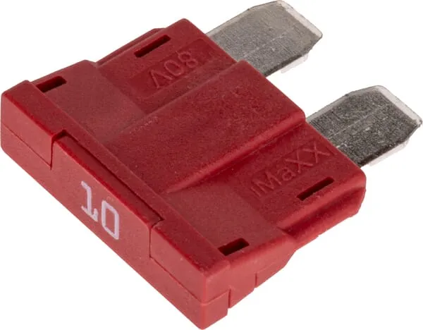 Fuse standard blade 80V 10A red pack 10x Kramp