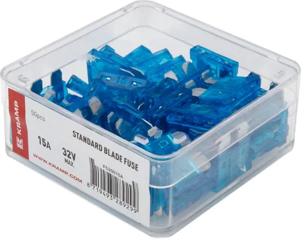 Standard blade fuse 15A 32V blue (x50)