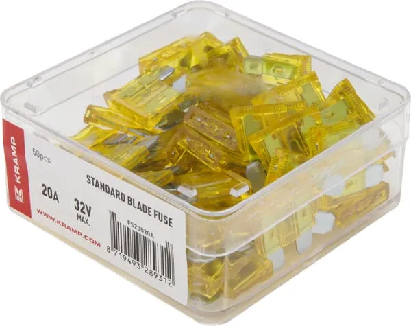 Standard blade fuse 20A 32V yellow (x50)