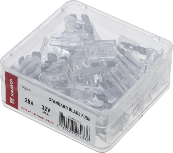 Standard blade fuse 25A 32V white (x50)