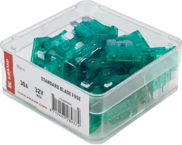 Standard blade fuse 30A 32V green (x50)