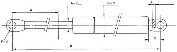 Plynová vzpěra L365,0 mm 400 N, Stabilus