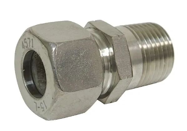 Šroubovací spojky, šroubení NPT x metrický řezný kroužek, nerezová ocel