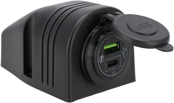 Zásuvka USB-C + USB-A 12/24V pro povrchovou montáž