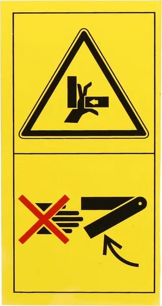 Štítek – nebezpečí rozdrcení ruky, CE