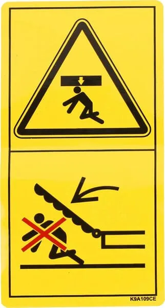 Štítek – nebezpečí rozdrcení, CE