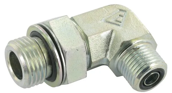 Úhlové vsuvky 90° nastavitelné, vnější ORFS x šroubení BSP