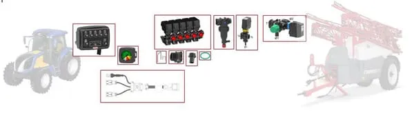 Sada postřikovače s rameny 5 sekcí, spínací skříňka
