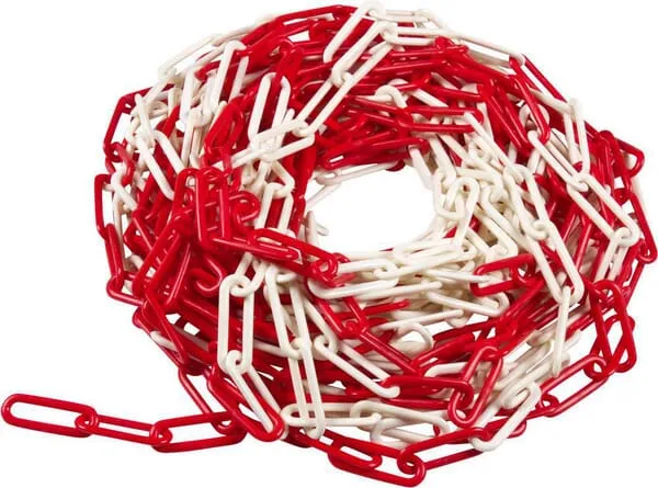 Plastový řetěz červ.-bílý 8 mm