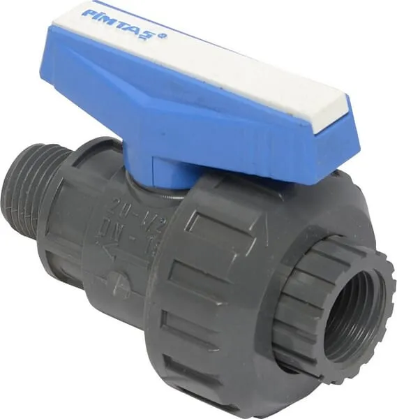 Kulový kohout z PVC M1/2 "xF1/2" s jednou spojkou