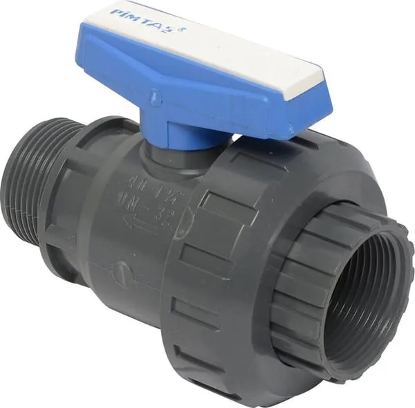 Kulový kohout z PVC M1 1/4 "xF1 1/4" s jednoduchou spojkou