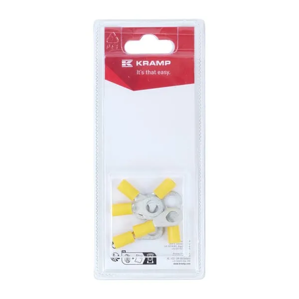 Kabelové koncovky s okem, žluté, Ø 8 mm - 4,0-6,0 mm² (6)