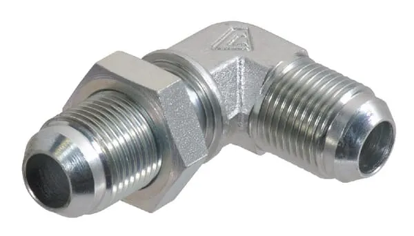 Přepážková šroubení 90°, vnější závit JIC x vnější závit JIC