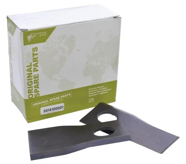 Nůž rotační sekačky levý 105x48x4 mm, oválný otvor 23,0x20,5 mm, vhodný pro Taarup, 25 ks/bal.