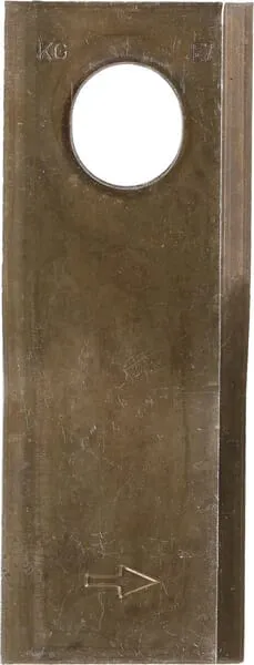 Nůž rotační sekačky rotace vlevo 126 x 47 x 4 mm; ovál otvor 23 x 20,5 mm; vhodný pro Taarup; 25 ks/bal.