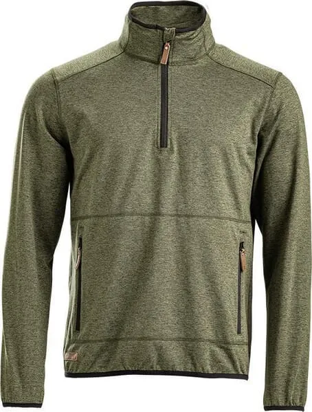 Pánská fleecová mikina se zipem ke krku, olivová