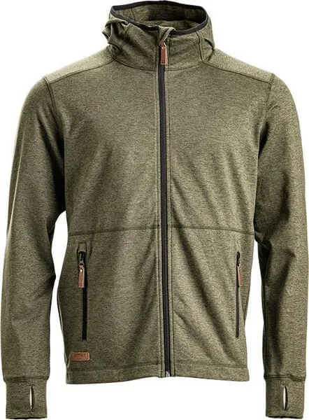 Pánská fleecová mikina na zip, s kapucí, olivová