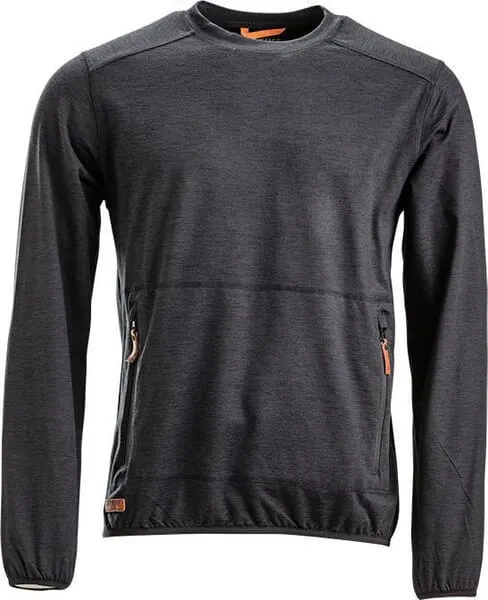 Pánská fleecová mikina s kulatým výstřihem, tmavě šedá
