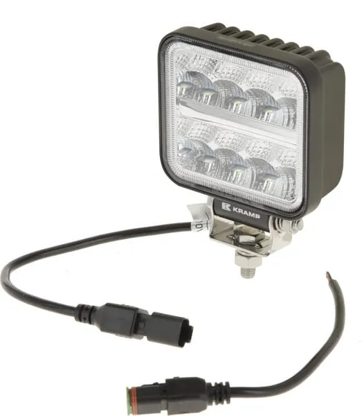 Work light LED, 19W, 3360lm, square, 10/110V, 110x130x41mm, Deutsch 2-pin, flood, 16 LED's, Kramp