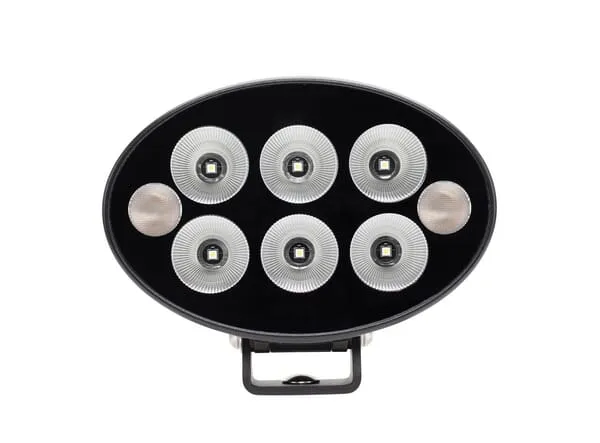 Pracovní světlo + výstražné světlo, oranžové LED, 36 W, 3500 lm, oválné, 12/24V, 155x105x58 mm, širokoúhlé, 6+2 LED, Black series