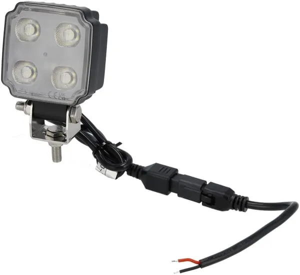 Pracovní světlo LED, 20 W, 3000 lm, čtvercové, bílé, 75x47x107,5 mm, 2pólový konektor Deutsch, širokoúhlé, Kramp